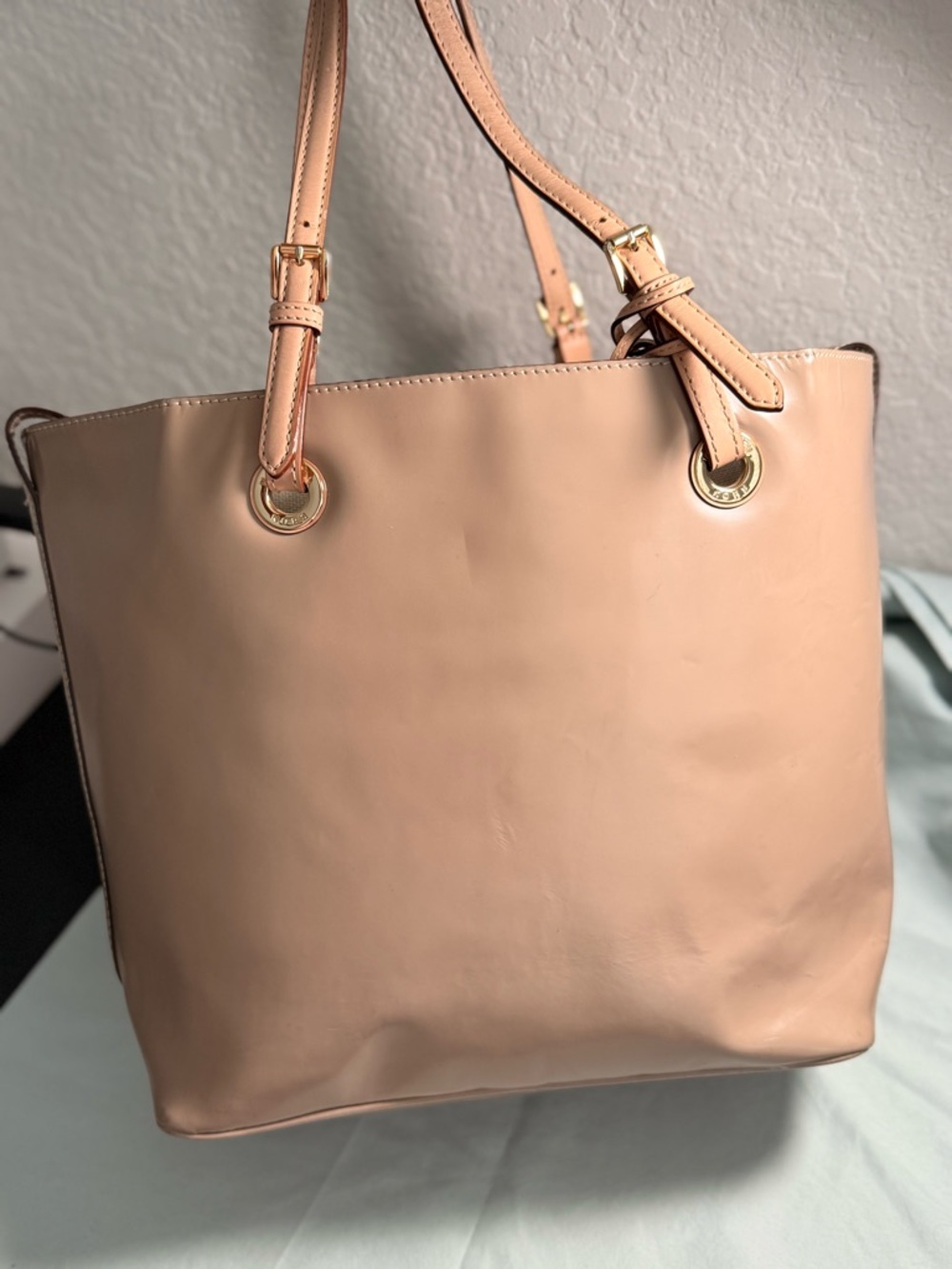 Michael Kors Blush Pink Leather Tote with Gold Hardware